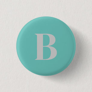 Exclusive Unique Light Teal Grey Monogram Modern 1 Inch Round Button