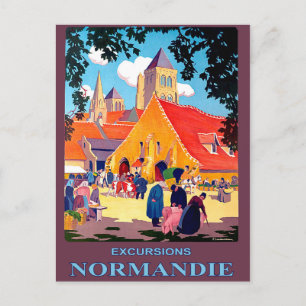 Excursions in Normandy, France, vintage travel Postcard
