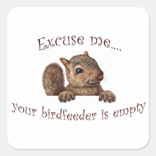 Excuse me...your birdfeeder is empty square sticker (Front)