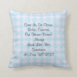 Excuses pour le rétro bleu de Chambre de coussin