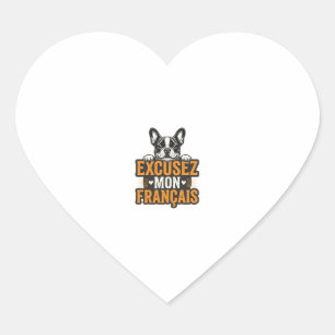 Excusez Mon Franais French Bulldog Vintage Heart Sticker