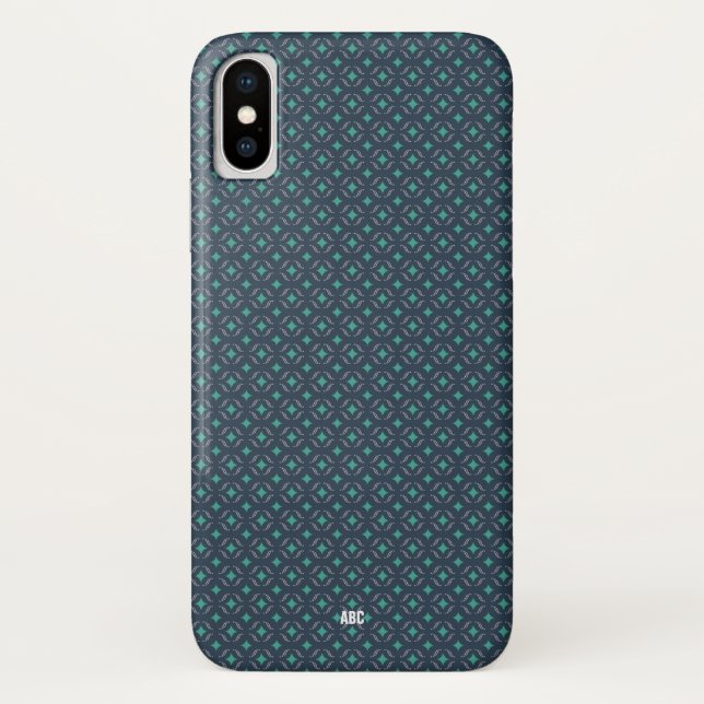 Exécutif iPhone X Coque Blue Motif Monogramme (Dos)