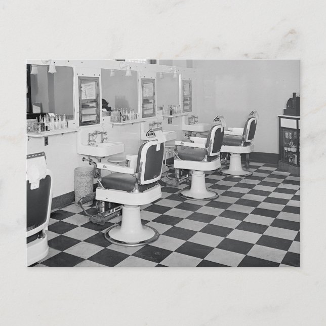 Executive Barber Shop, 1935 Postcard (Front)