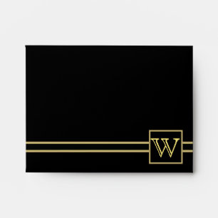 Executive Black with Gold Monogram   Green Envelopes