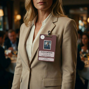 Executive Burgundy Wine Leather Custom ID  Badge