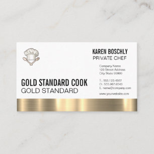 Executive Chef Hat   Gold Metal Trim Business Card
