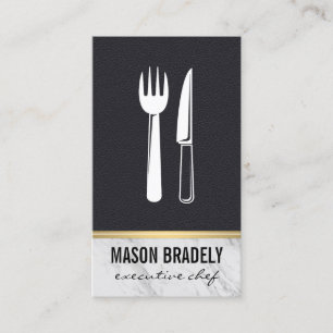 Executive Chef Leather Marble Trim Business Card