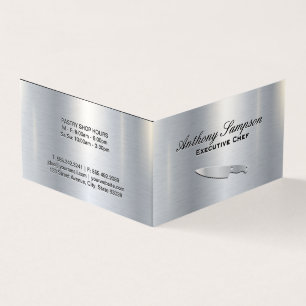 Executive Chef   Silver Metallic Gloss Background Business Card