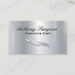 Executive Chef   Silver Metallic Gloss Background Business Card