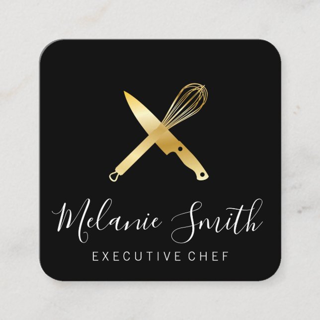 Executive Chef Square Business Card (Front)