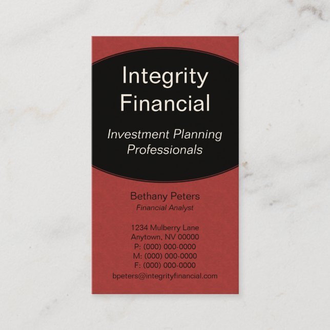Executive Curves Business Card, Crimson Card (Front)
