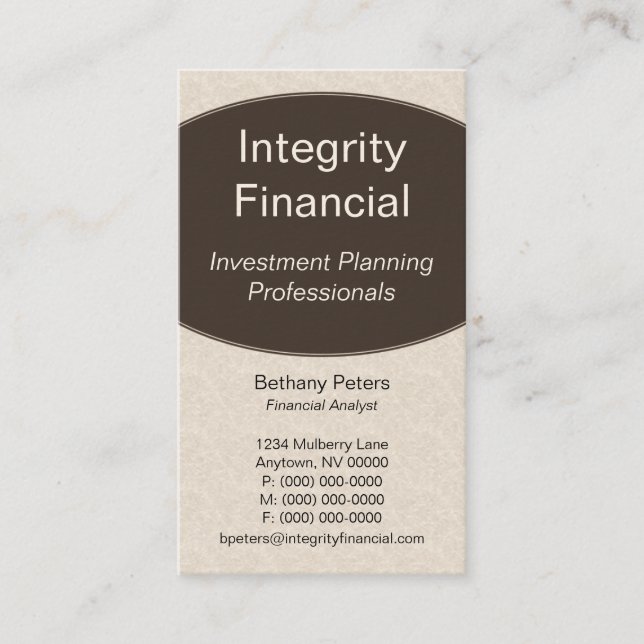 Executive Curves Business Card, Espresso Card (Front)