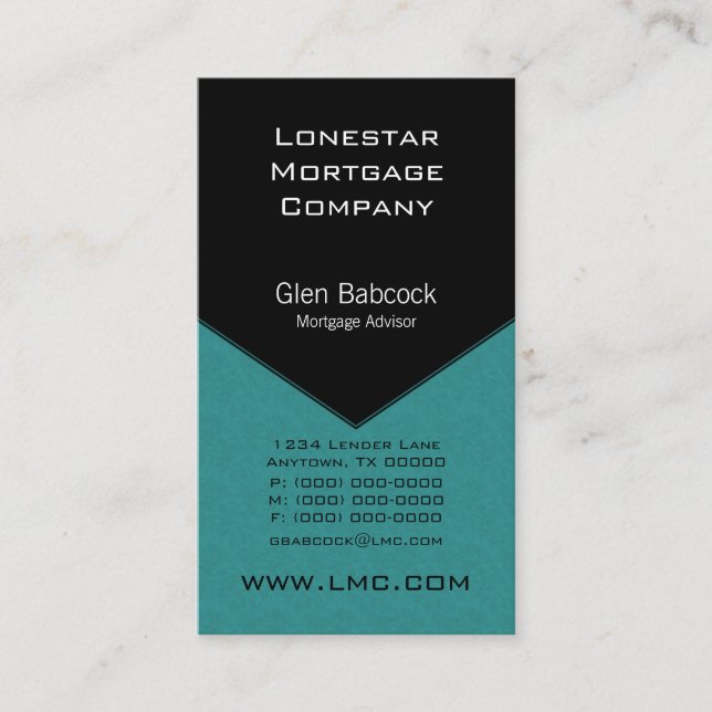 Executive Edge Business Card, Teal Card (Front)