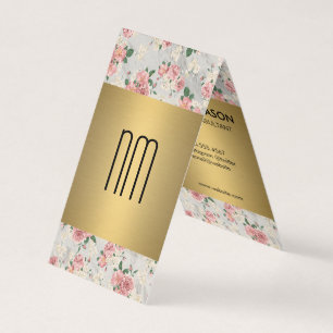 Executive Gold Floral Pattern Series with Monogram Business Card