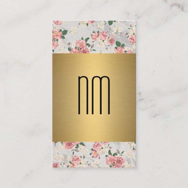 Executive Gold Floral Pattern Series with Monogram Business Card (Front)