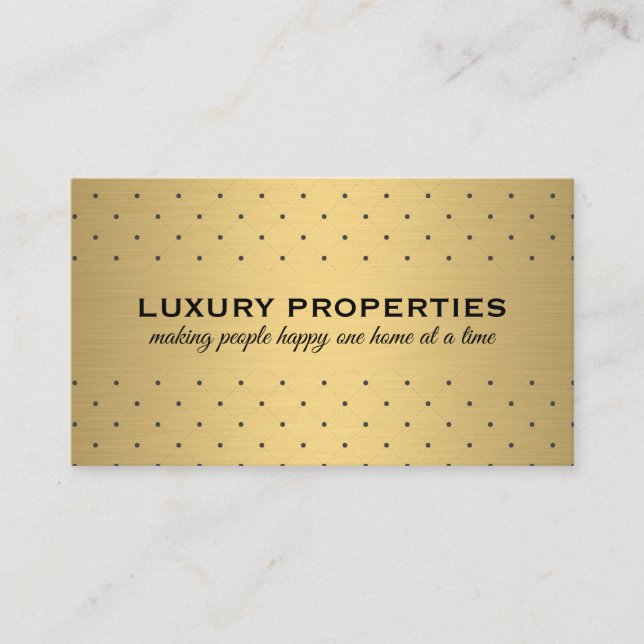 Executive Gold Metallic / Diamond Dot Patterns Business Card (Front)