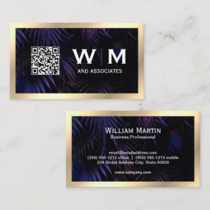 Executive Gold Monogram   QR CODE Business Card