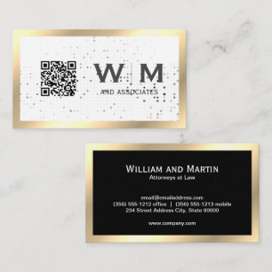 Executive Gold Monogram   QR CODE Business Card