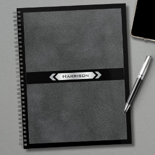 Executive Gray Black Minimalist Name Professional  Planner