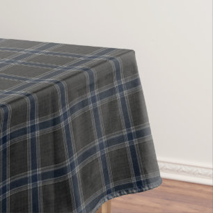 Executive Heritage Plaid   Luxury Charcoal & Navy Tablecloth