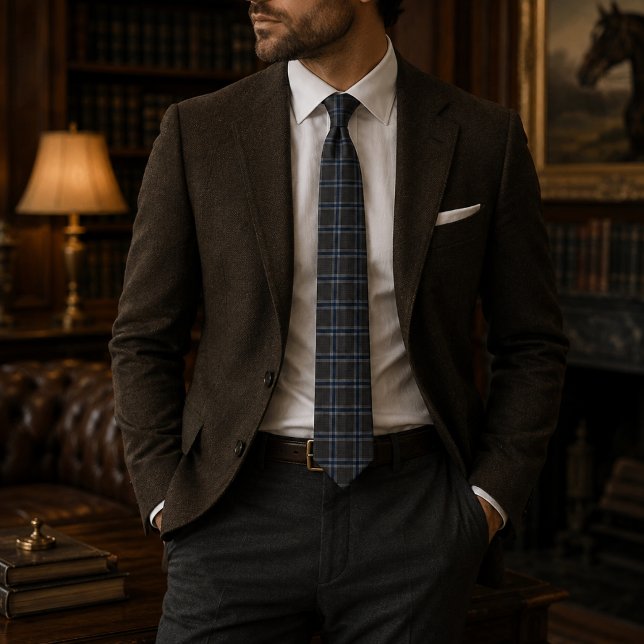 Executive Heritage Plaid | Luxury Charcoal & Navy Tie (Creator Uploaded)