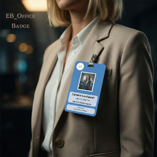Executive Light Blue Leather Custom Logo Photo ID  Badge
