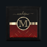 Executive Monogram | Black and Red Gift Box<br><div class="desc">Keepsake Gift Box. Gift Box ready for you to personalize. 📌If you need further customization, please click the "Click to Customize further" or "Customize or Edit Design" button and use our design tool to resize, rotate, change text colour, add text and so much more. ⭐This Product is 100% Customizable. Graphics...</div>