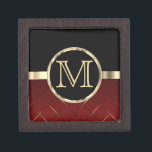 Executive Monogram | Black and Red Gift Box<br><div class="desc">Keepsake Gift Box. Gift Box ready for you to personalize. 📌If you need further customization, please click the "Click to Customize further" or "Customize or Edit Design" button and use our design tool to resize, rotate, change text colour, add text and so much more. ⭐This Product is 100% Customizable. Graphics...</div>