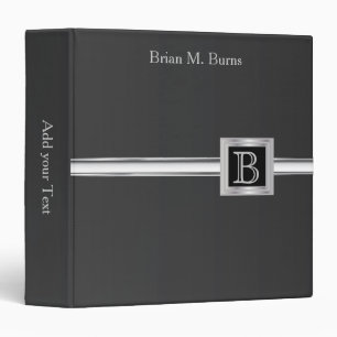 Executive Monogram Design - Black And Silver Binder