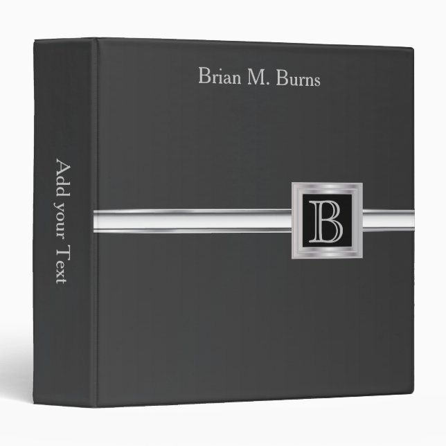 Executive Monogram Design - Black And Silver Binder (Front/Spine)