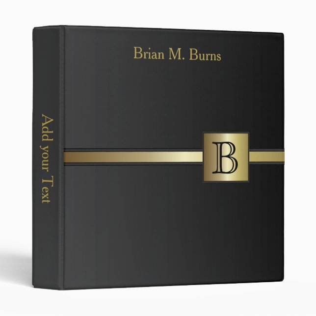 Executive Monogram Design | Black Binder (Front/Spine)