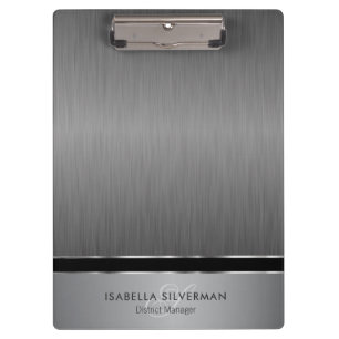 Executive Monogram Design - Brush Steel Clipboard