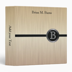 Executive Monogram Design - Citrine Brush Steel Binder