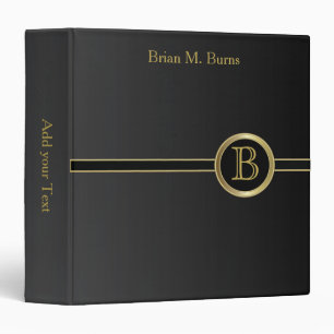 Executive Monogram Design - Classic Black Binder