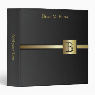 Executive Monogram Design   Classic Black Binder