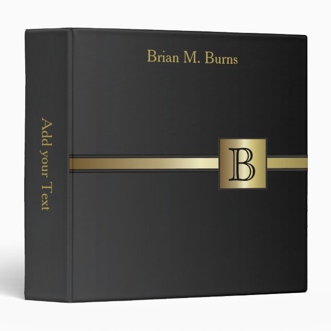 Executive Monogram Design | Classic Black Binder (Front/Spine)