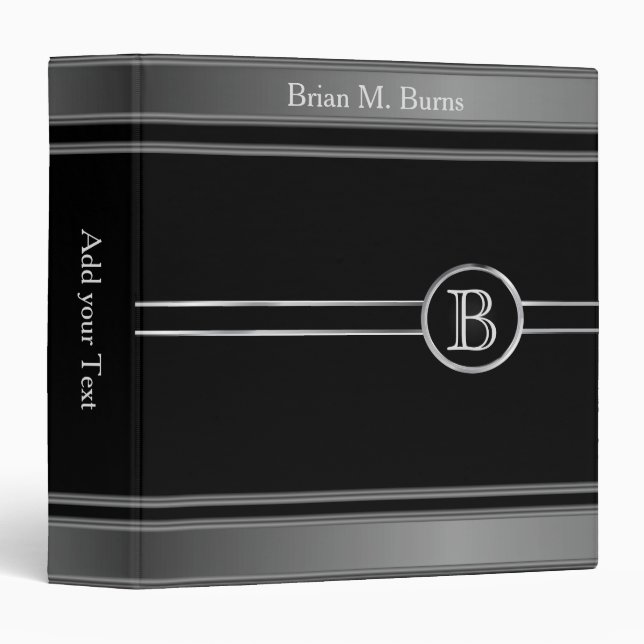 Executive Monogram Design - Metallic Steel Binder (Front/Spine)