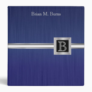 Executive Monogram Design - Steel Brush Blue Binder
