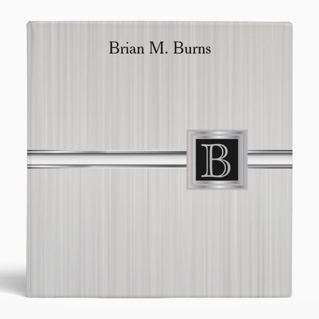 Executive Monogram Design - Steel Brush Grey Binder (Front)