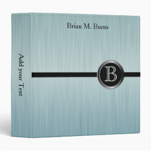Executive Monogram Design - Turquoise Brush Steel Binder