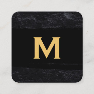 Executive Monogram Slate Brushed Square Business Card