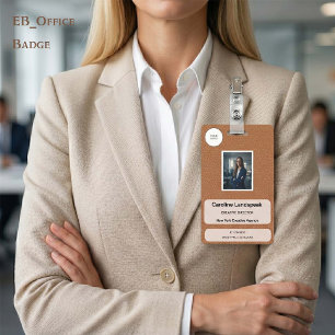 Executive Natural Brown Leather Custom Logo Photo Badge