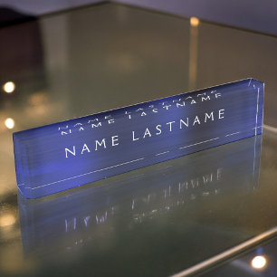 Executive Navy Blue Professional Business Office Nameplate
