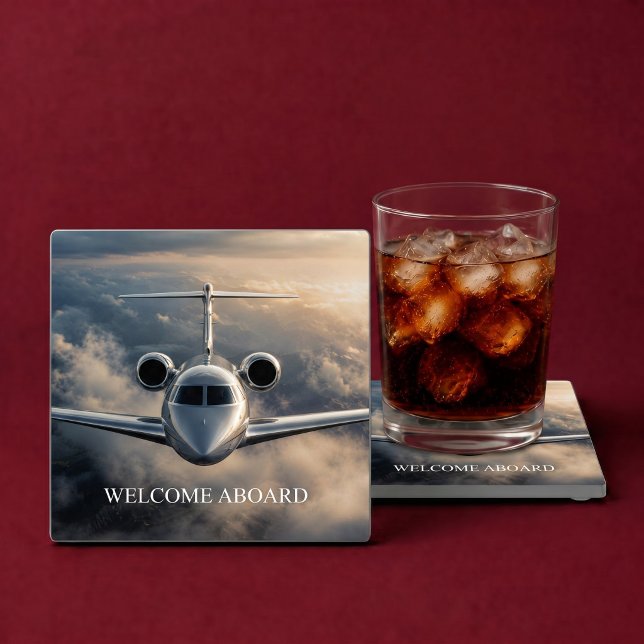 Executive Private Jet Glass Coaster (Creator Uploaded)