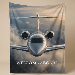 Executive Private Jet Plane Fleece Blanket