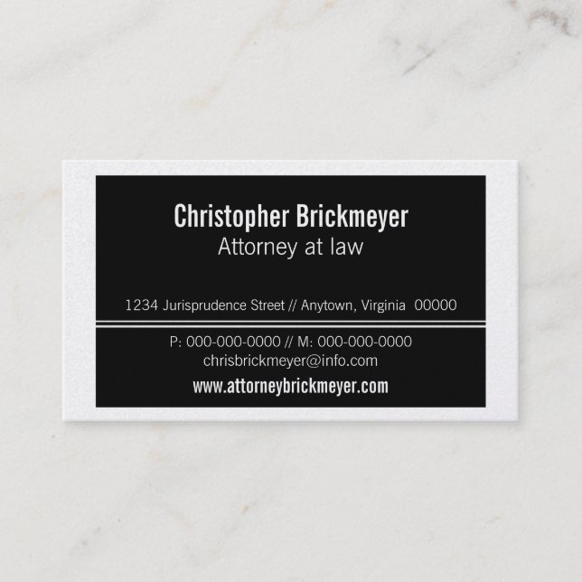 Executive Professional Business Card, Black Card (Front)