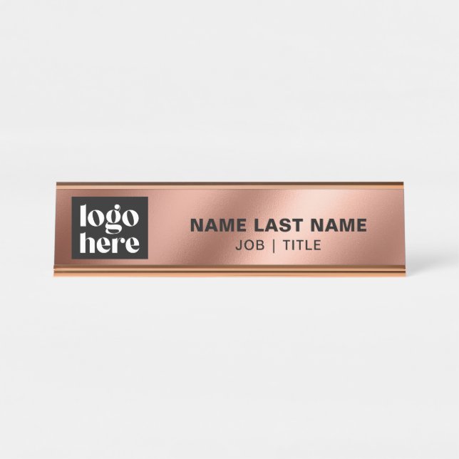 Executive Professional Name Title Business Logo Desk Name Plate (Front)
