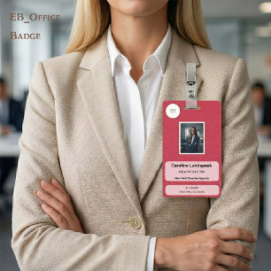 Executive Raspberry Crimson Leather Custom ID Badge
