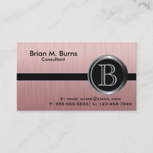 Executive Ruby Brush Steel Monogram Business Card