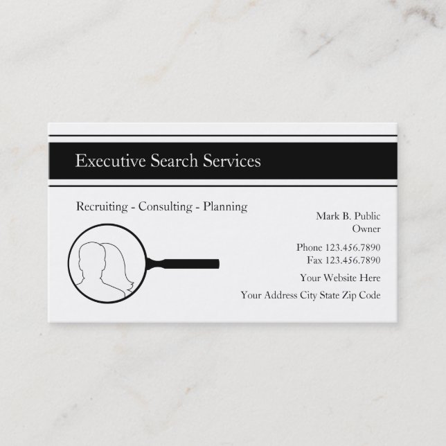 Executive Search Employment Agency Business Cards (Front)